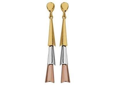 Boucles d'Oreilles Femme Or 750 Tricolores Pendantes - 377000 - Réf. 377000