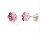 Boucles d'Oreilles Fleur en Argent 925 Laqué Rose à Vis - C3057V - Réf. C3057V
