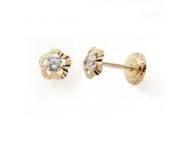 Boucles d'Oreilles Fleur Striée Zircon Or Jaune 375 à Vis - N11069V - Réf. N11069V
