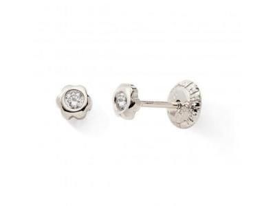 Boucles d'oreilles Fleur Zircon Or Gris 375 à Vis - N11070GV - Réf. N11070GV