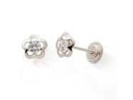 Boucles d'Oreilles Fleur Zirconium Or Gris 375 Vissées - N10729GV - Réf. N10729GV