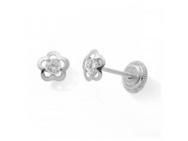 Boucles d'Oreilles Fleur Zirconium Or Gris 750 Fermoir à Vis - 9468GV - Réf. 9468GV