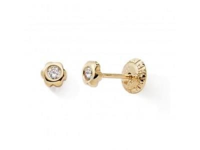 Boucles d'oreilles Fleur Zirconium Or Jaune 375 Fermoir Vis - N9481V - Réf. N9481V