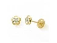 Boucles d'Oreilles Fleur Zirconium Or Jaune 750 Fermoir Vis - 10729V - Réf. 10729V