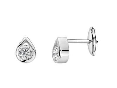 Boucles d'Oreilles Goutte Diamants Naturels 2 x 0.20 Carat Or Gris 750 - 32024 - Réf. 32024-DG-DT-H04-20