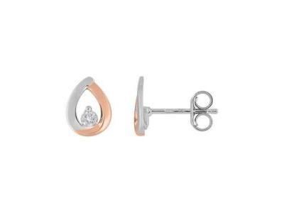Boucles d'Oreilles Goutte Or Bicolore 750/1000 Diamants 0,016 Carat - QZ219KB4 - Réf. QZ219KB4