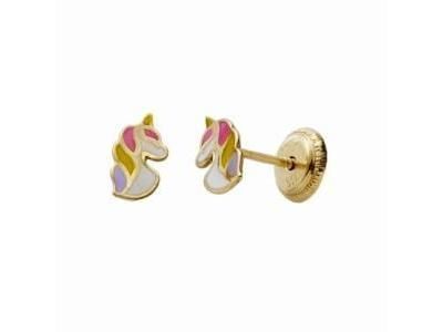 Boucles d'Oreilles Licorne Or Jaune 375 A Vis N11424V - Réf. N11424V