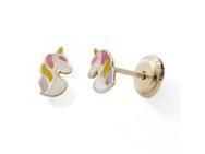 Boucles d'Oreilles Licorne Or Jaune 750 Laque Vissées - 11424V - Réf. 11424V