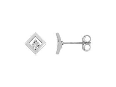 Boucles d'Oreilles Losanges Or Gris 750 Diamant Pastillé QE204GB4 - Réf. QE204GB4