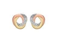 Boucles d'Oreilles Noeud Entrelacé Tricolore Or 750 Diamant - A27125 - Réf. A27125