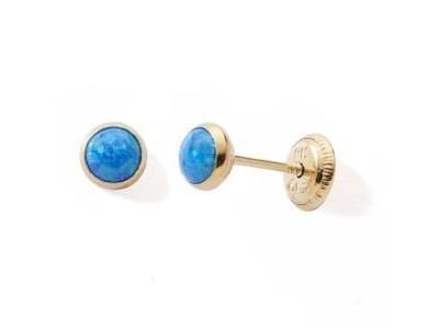 Boucles d'Oreilles Opales Bleues Or Jaune 375 - N12191V - Réf. N12191V