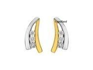 Boucles d'Oreilles Or Bicolore 750/1000 Trilogie Diamant Pastillé - PG212BB5 - Réf. PG212BB5