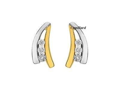 Boucles d'Oreilles Or Bicolore 750/1000 Trilogie Diamant Pastillé - PG212BB5 - Réf. PG212BB5