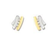 Boucles d'Oreilles Or Bicolore 750/1000 Trilogie Diamant - PD226BB5 - Réf. PD226BB5