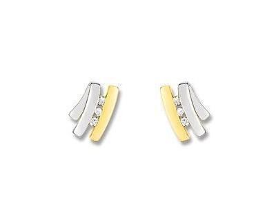 Boucles d'Oreilles Or Bicolore 750/1000 Trilogie Diamant - PD226BB5 - Réf. PD226BB5