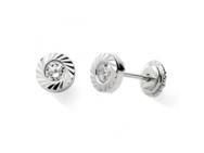 Boucles d'Oreilles Or Gris 375 Serti Clos Strié à Vis - N10867GV - Réf. N10867GV