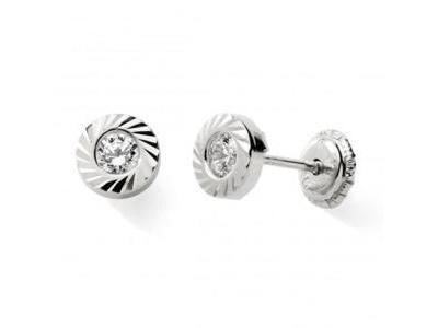 Boucles d'Oreilles Or Gris 375 Serti Clos Strié à Vis - N10867GV - Réf. N10867GV