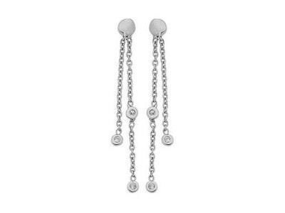 Boucles d'Oreilles Or Gris 750 Diamants Pendantes - A99514 - Réf. A99514