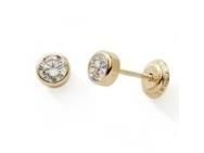 Boucles d'Oreilles Or Jaune 375 Zircon 4 mm Serti Clos à Vis - Réf. N11285V