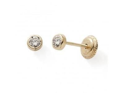 Boucles d'Oreilles Or Jaune 375 Zirconium Serti Clos Fermoir Vis - N11284V - Réf. N11284V