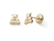 Boucles d'Oreilles Ourson Zircon Tiges Vissées Or 375 - N6605V - Réf. N6605V