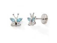 Boucles d'Oreilles Papillon Or Gris 750 Zirconium Bleu Blanc - 10037GV - Réf. 10037GV