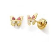 Boucles d'Oreilles Papillon Or Jaune 375 Laque à Vis N10843V - Réf. N10843V