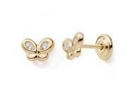 Boucles d'Oreilles Papillon Or Jaune 375 Zircon Fermoir Vis N10091V - Réf. N10091V