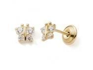 Boucles d'Oreilles Papillon Zirconium Or Jaune 750 Fermoir Vis - B057V - Réf. B057V