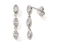 Boucles d'Oreilles Pendantes Argent 925 Rhodié Oxyde Zirconium Navette - C3285 - Réf. C3285