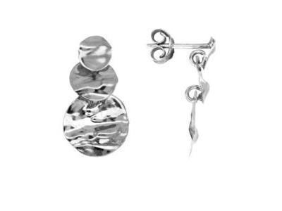 Boucles d'Oreilles Pendantes Disques Froissés Or Gris 375 Ballet BE1010CNG - Réf. BE1010CNG00