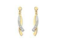 Boucles d'oreilles pendantes or bicolore 9 carats zircon - Réf. 39SD70BZ