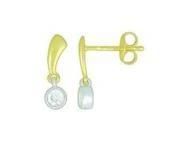 Boucles d'oreilles pendantes or bicolore 9 carats zircon - Réf. MPO27882-01