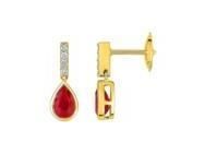 Boucles d'Oreilles Pendantes Rubis Poires Diamants Or Jaune 750 - 2.6078.R0 - Réf. 2.6078.R0