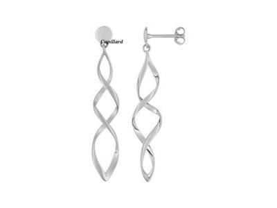 Boucles d'Oreilles Pendantes Torsadées Argent 925 Rhodié - AAWI24 - Réf. AAWI24