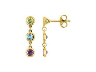 Boucles d'Oreilles Péridot Améthyste Topaze Or Jaune 750 - 2.7304.V0 - Réf. 2.7304.V0