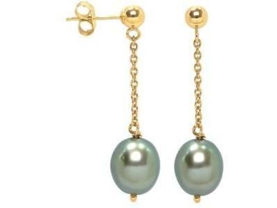 Boucles d'Oreilles Perle Tahiti Or Jaune 750 - BOT 124 P8J - Réf. BOT 124 P8J