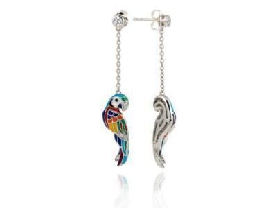 Boucles d'Oreilles Perroquet Lovebird Argent Una Storia BO121212 - Réf. BO121212