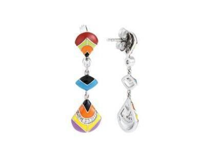 Boucles d'Oreilles Plumes de Paon Argent Laqué Una Storia - BO121230 - Réf. BO121230