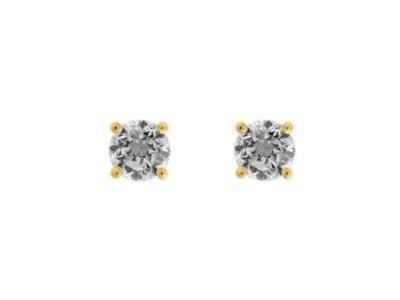 Boucles d'Oreilles Puces Zircon Serti 4 Griffes Or Jaune 750 - 2993OZ - Réf. 2993OZ