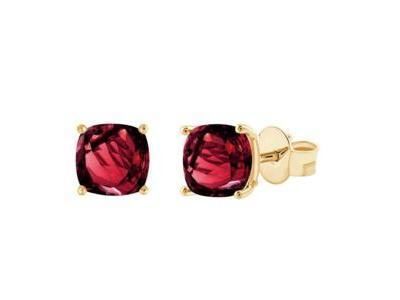 Boucles d'Oreilles Rhodolite Coussin Or Jaune 750 - CE28020RO - Réf. CE28020RO