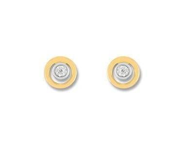 Boucles d'Oreilles Rondes Or Bicolores 750 Diamant - QM214BB4 - Réf. QM214BB4