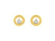 Boucles d'Oreilles Rondes Or Jaune 750/1000 Solitaire Diamants - RC254XB4 - Réf. RC254XB4