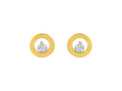 Boucles d'Oreilles Rondes Or Jaune 750/1000 Solitaire Diamants - RC254XB4 - Réf. RC254XB4