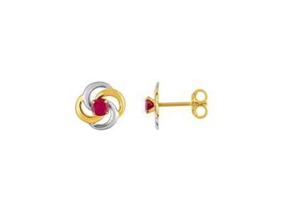 Boucles d'Oreilles Rubis Or 750 Bicolore - 28SA716BR - Réf. 28SA716BR