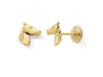 Boucles d'Oreilles Tête De Cheval Or Jaune 750 Fermoirs à Vis - 10746V - Réf. 10746V