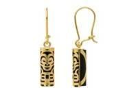 Boucles d'Oreilles Tiki Or Jaune 750/1000 Amour Onyx 12 MM - BO12AMOUR - Réf. BO12AMOUR