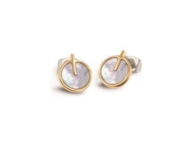 Boucles d'Oreilles Titane Plaqué-Or Nacre Blanche 05059-02 - Réf. 05059 02