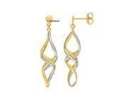 Boucles d'Oreilles Torsadées Or 375 Bicolore Pendantes  - Réf. 39SA696B