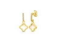 Boucles d'Oreilles Trèfles Nacre Diamants Or Jaune 750 - AQED100207NA DT OJ - Réf. AQED100207NA DT OJ